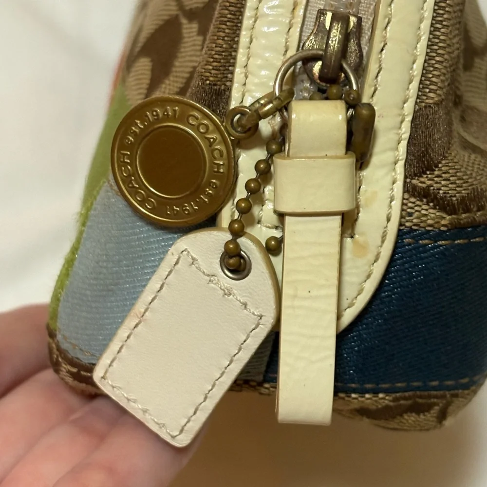 Vintage Coach Signature Stripe Cosmetic Bag/ Pouch - Picture 3 of 6